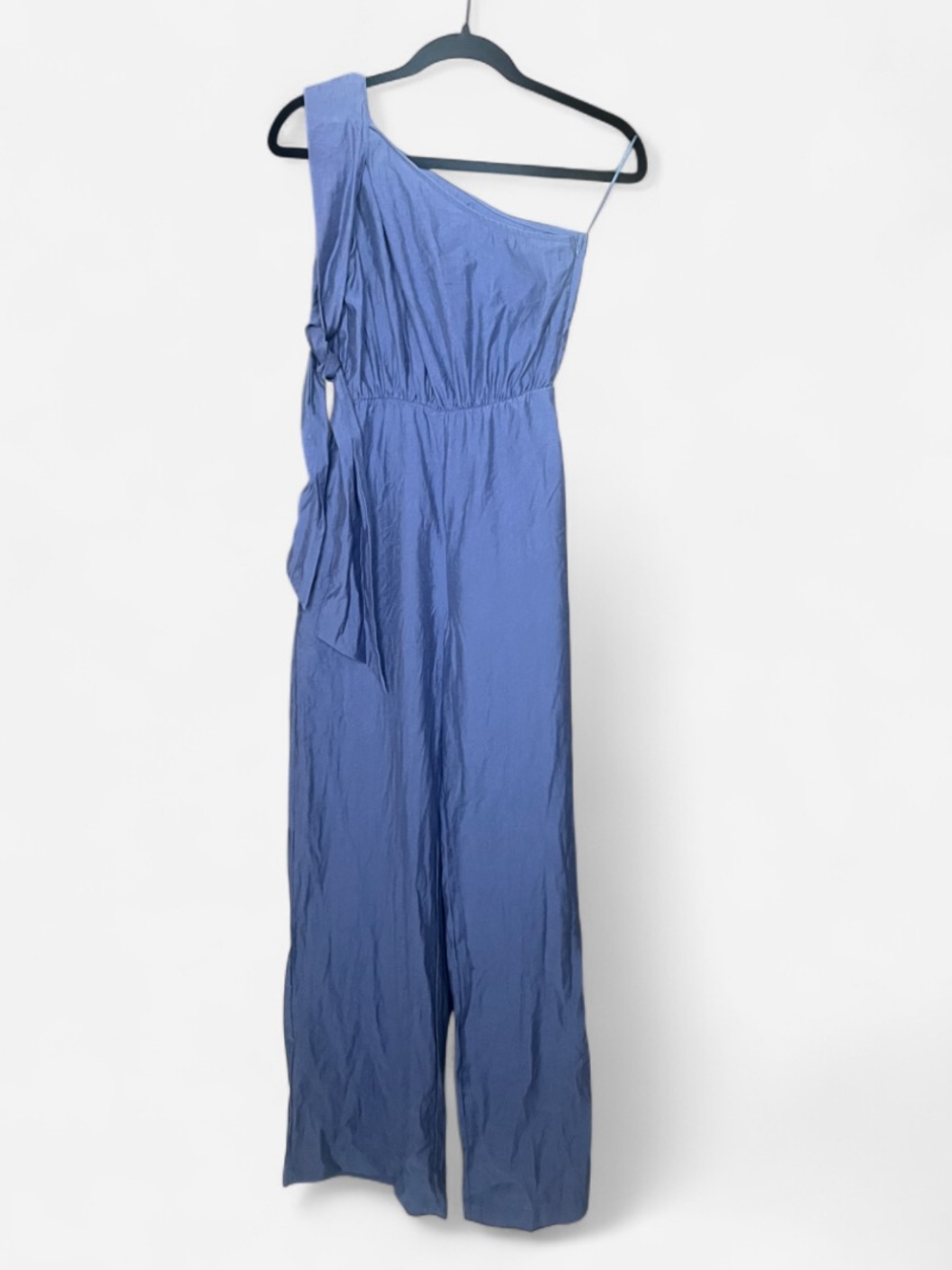 Mango One-Shoulder Wide-Leg Jumpsuit in Periwinkle